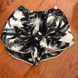 Black floral shorts